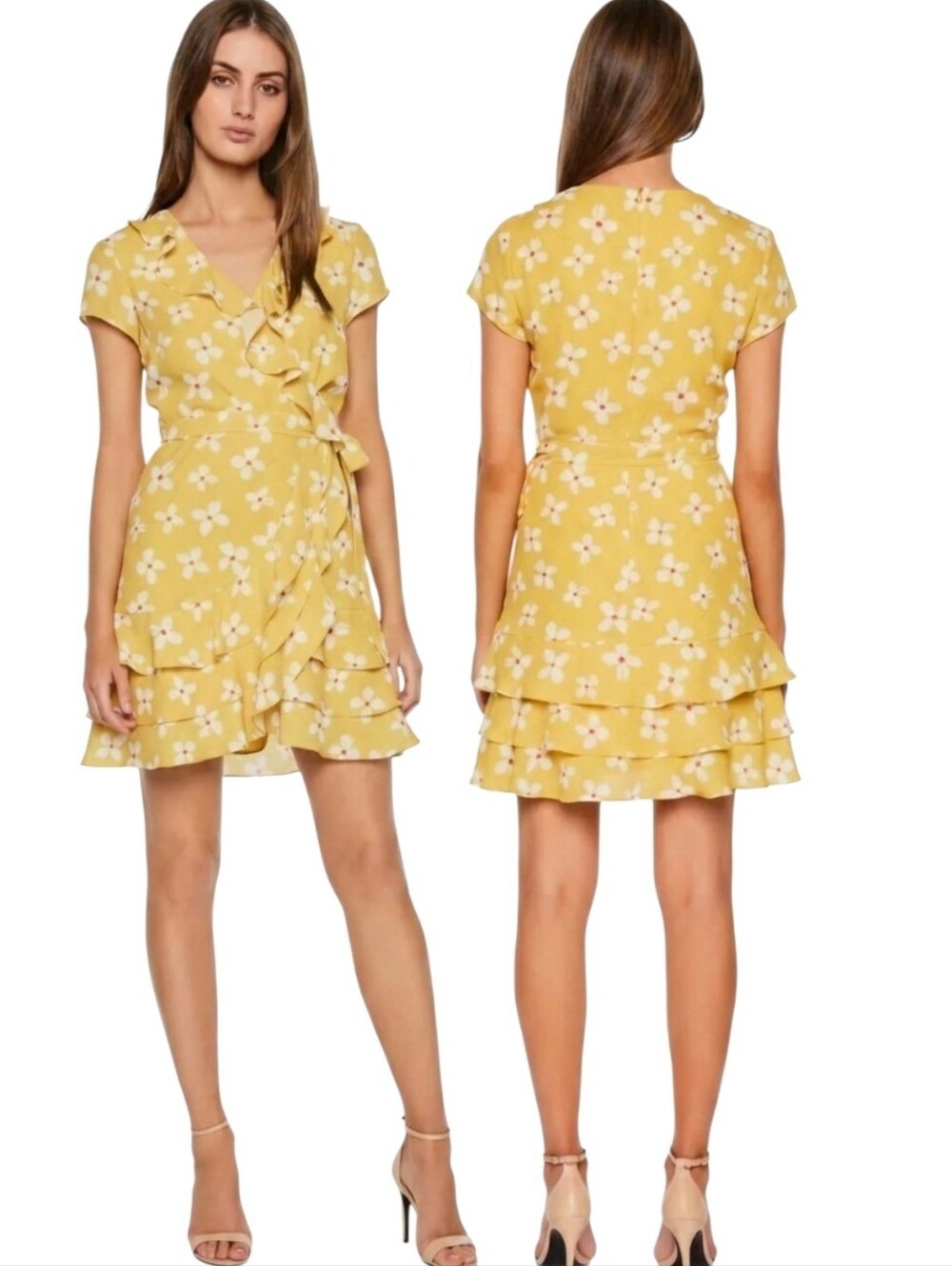 BARDOT Abstract Daisy Ruffle Mini Dress - Size 10